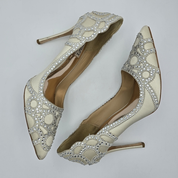 Badgley Mischka Rouge Pointy-Toe Pumps, Ivory, Women's 9 - Picture 16 of 16